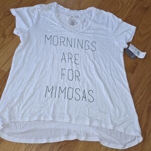 Grayson Threads Women's White T-Shirt Size Large Mornings Are For Mimosas Nwt